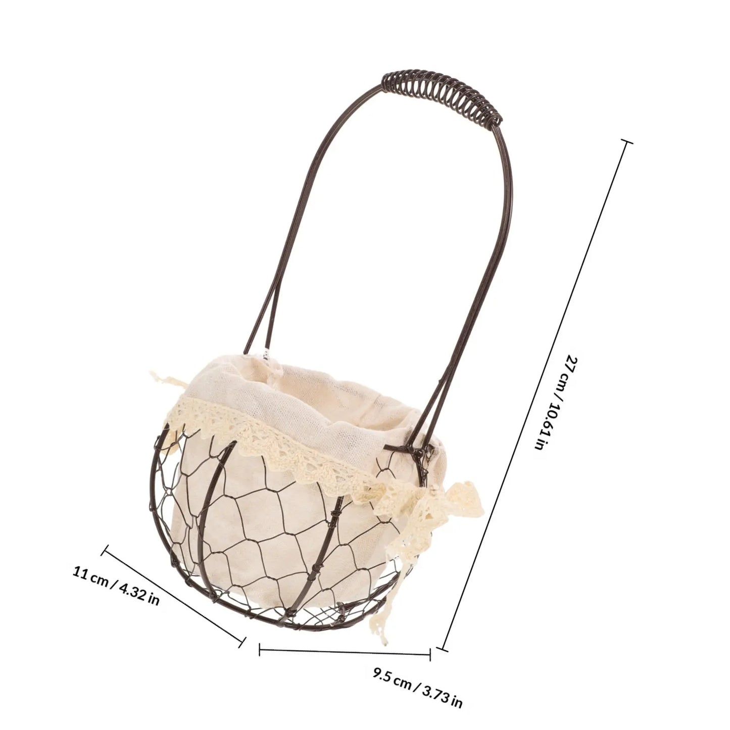 Round Wire Basket | Egg Vegetable Garden Storage | Home Kitchen Bathroom Office