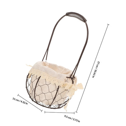 Round Wire Basket | Egg Vegetable Garden Storage | Home Kitchen Bathroom Office