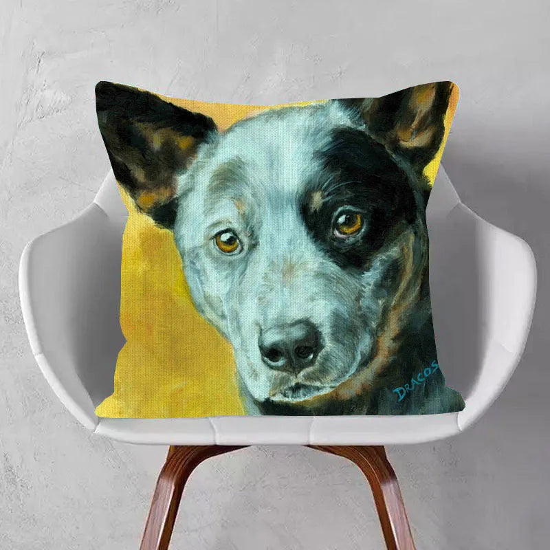 Australian Cattle Dog & Kelpie Red Heeler Cushion Cover | 45cm | Linen or Plush | Dog Lover Gift