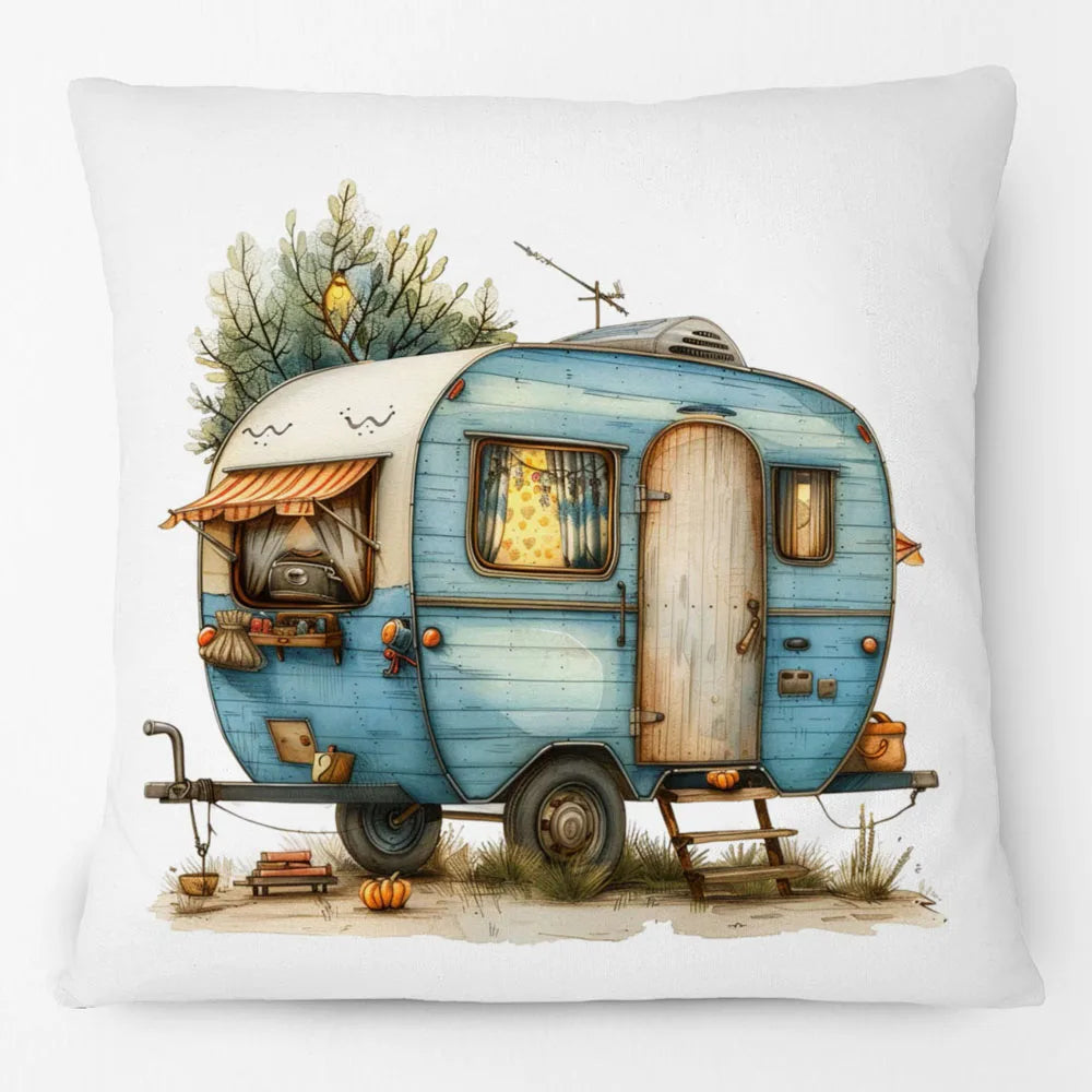Vintage Floral Truck & Camper Trailer Cushion Cover | 45cm | Farmhouse Boho Gift