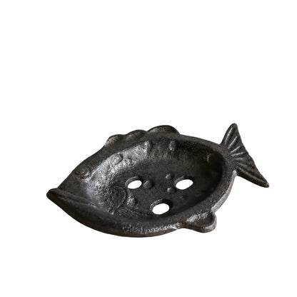 Cast Iron Fish Soap Dish | Vintage Rustic Soap Holder for Bathroom Kitchen | 16cm