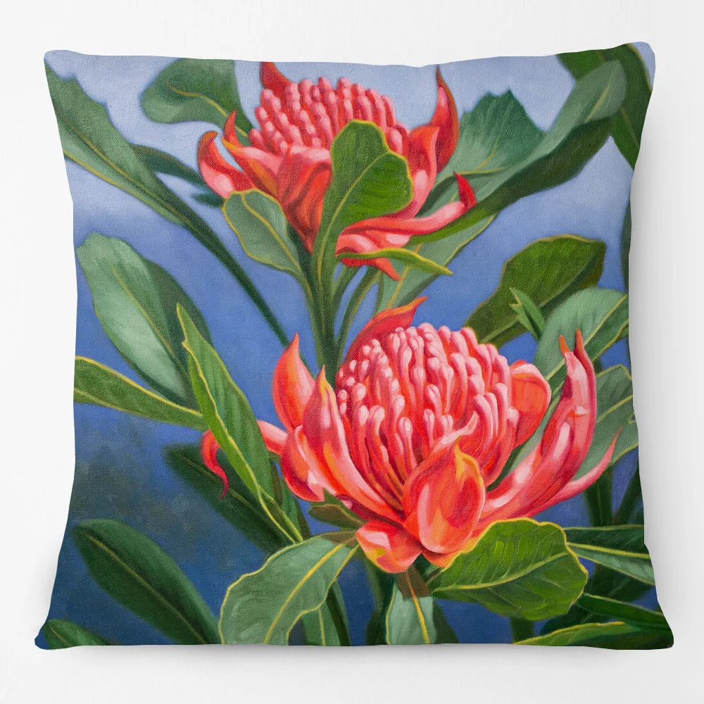 Cushion Cover Australian Flowers - Waratah Banksia Wattle