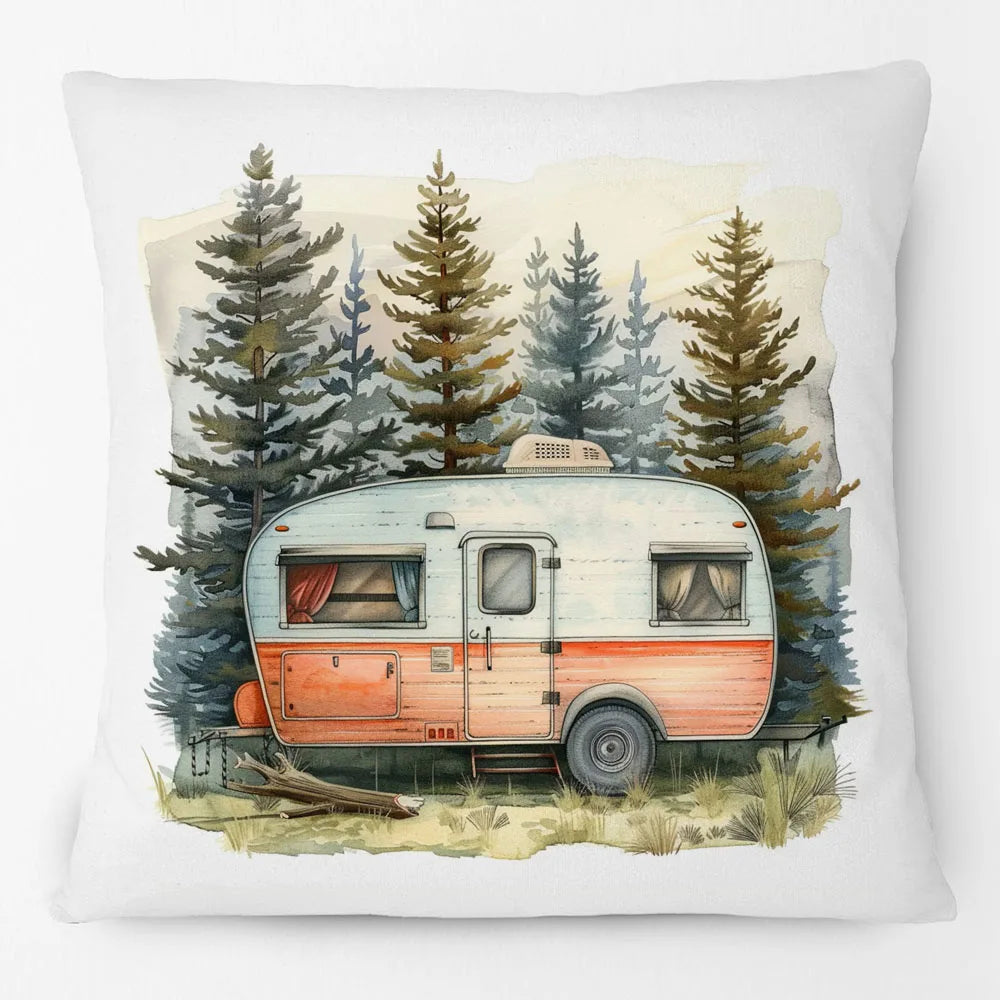 Vintage Floral Truck & Camper Trailer Cushion Cover | 45cm | Farmhouse Boho Gift