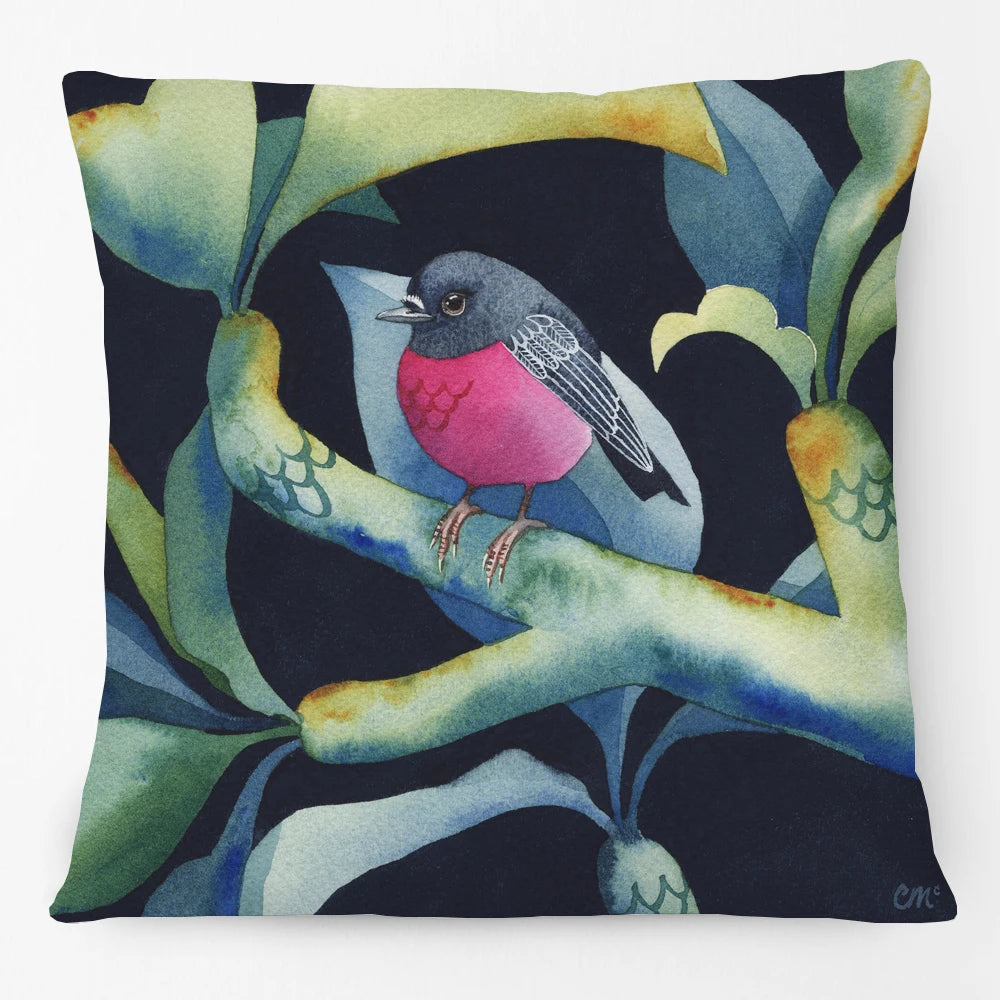 Australian Native Birds Cushion Cover | Cockatoo Cockatiel Lorikeet Finch Art | Linen or Plush | 45x45cm