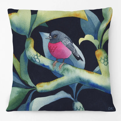 Australian Native Birds Cushion Cover | Cockatoo Cockatiel Lorikeet Finch Art | Linen or Plush | 45x45cm