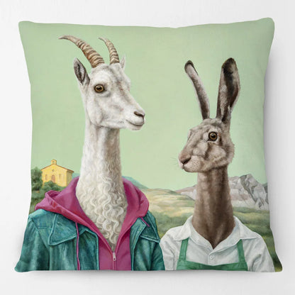 Funny Farm Animal Portrait Cushion Cover 45x45cm | Cow Sheep Horse Pig Chicken Rabbit Painting Pillow Cover | Country Farmhouse Decor
