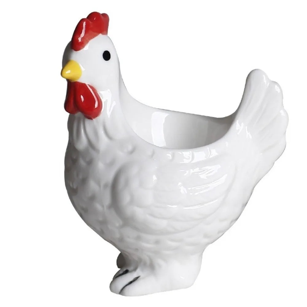 Chicken Egg Cup Holder | Ceramic | White or Brown | Farmhouse Decor
