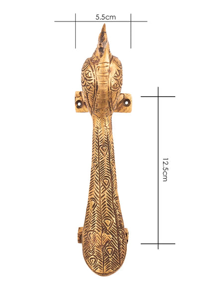 Peacock Bird Door Handle Brass Cabinet Pull Vintage