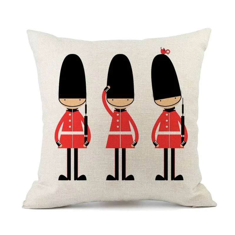 British London Cushion Cover | England Sofa Pillow Case Cotton Linen Polyester