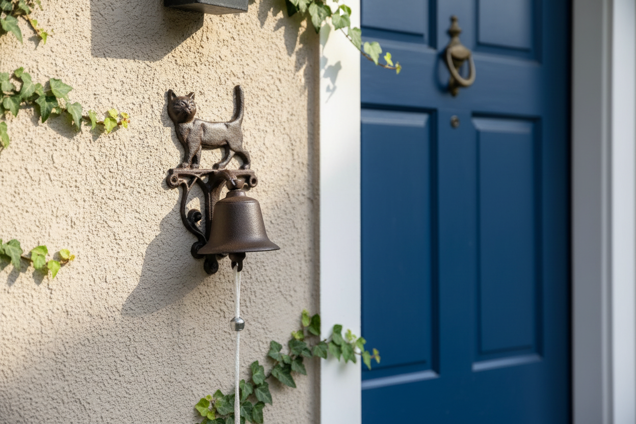 Cast Iron Cat Doorbell - Rustic Door Bell Vintage Hardware
