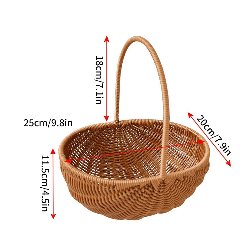 Hand Woven Rattan Style Basket | Picnic, Egg, Herb & Flower Basket | Farmhouse Garden Storage | Multiple Styles & Sizes