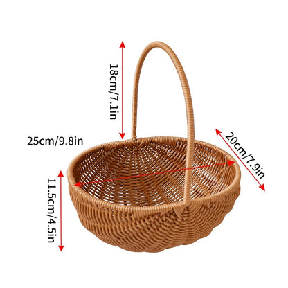 Hand Woven Rattan Style Basket | Picnic, Egg, Herb & Flower Basket | Farmhouse Garden Storage | Multiple Styles & Sizes