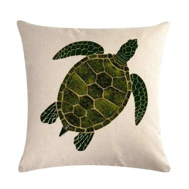 Turtle Cushion Cover | Cotton Linen 40cm 45cm 50cm | 14 Designs