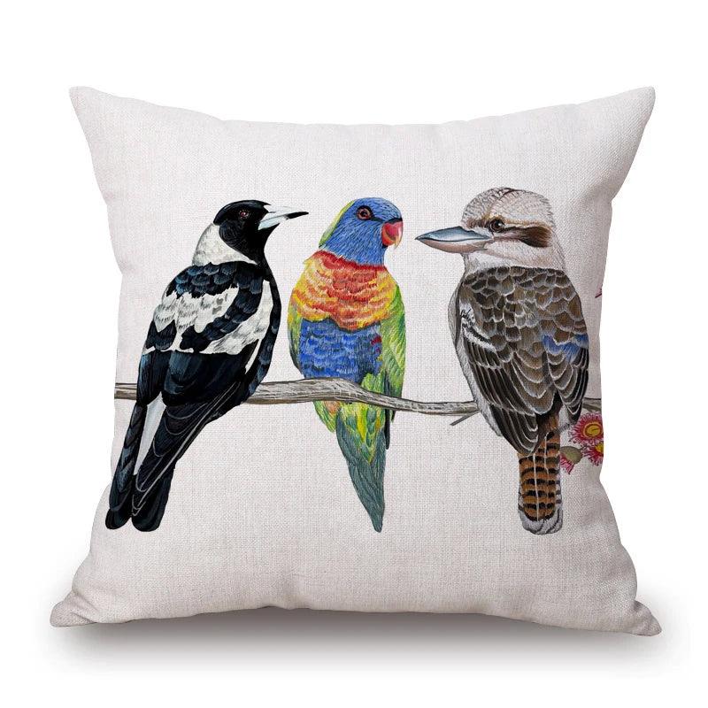 Cushion Cover Australian Bird Range Kookaburra Lorikeet Galah Magpie