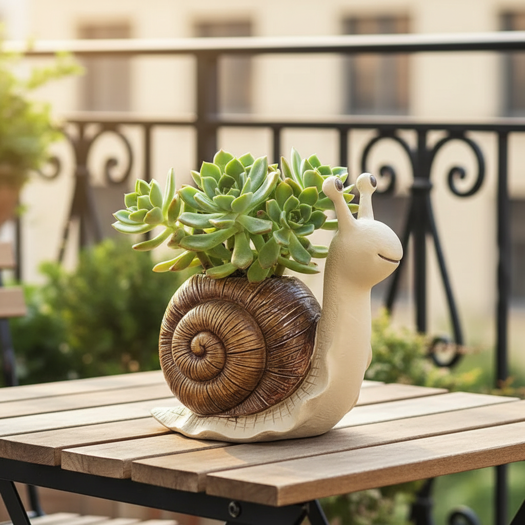 Snail Resin Planter Pot | Cute Indoor Outdoor Succulent & Small Plant Pot | Garden Decor