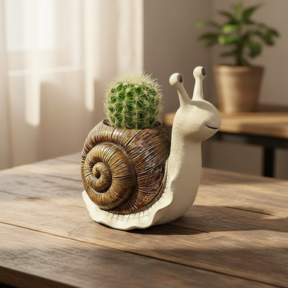 Snail Resin Planter Pot | Cute Indoor Outdoor Succulent & Small Plant Pot | Garden Decor