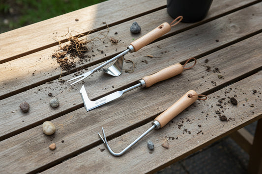 Garden Weeder Hand Tool - Stainless Steel Wood Handle