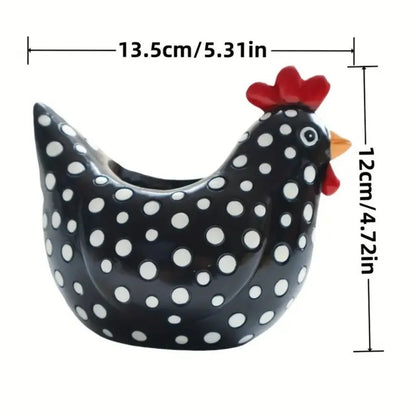 Polka Dot Chicken Planter | Resin Hen Succulent Pot | Farmhouse Garden Decor
