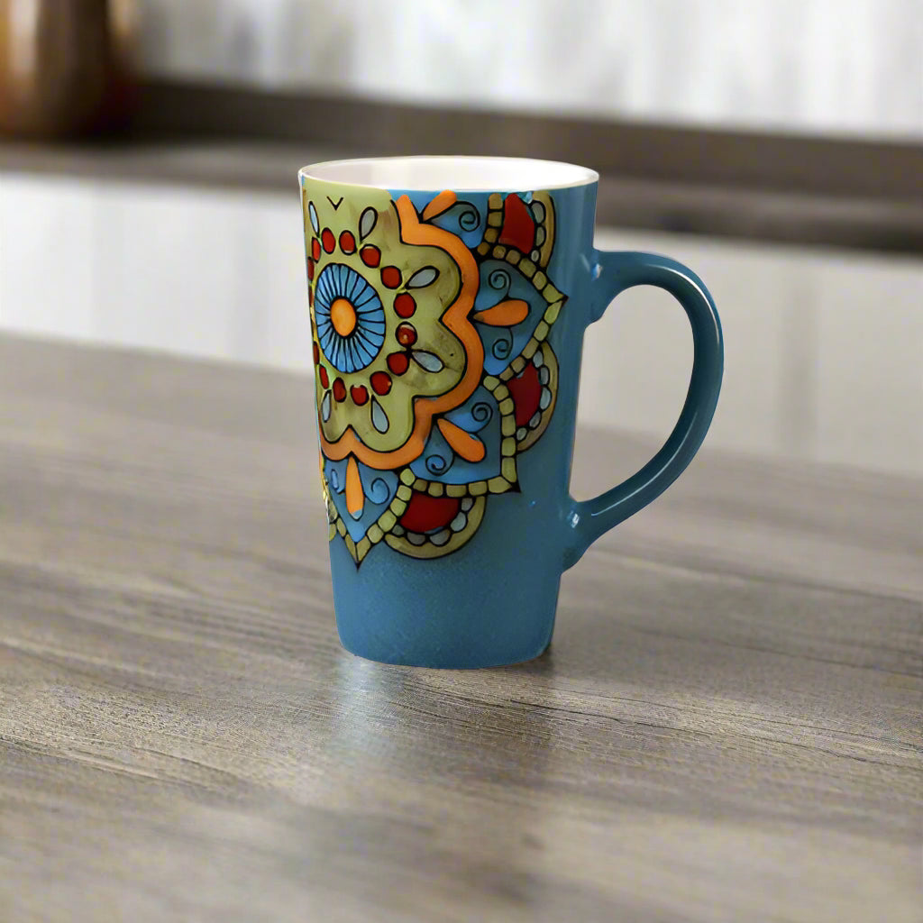 Mug Cup Tea Coffee Mandala Boho Blues