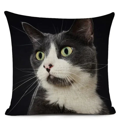 Cat Portrait Linen Cushion Cover | Realistic Photo Print | Cat Lover Gift