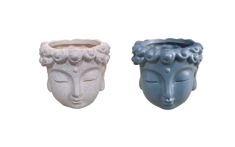 Buddha Head Planter Pot | Bali Thai Tropical Decor | Indoor Succulent & Plant Pot | Boho Zen Garden Gift | 8.7x9.5x10cm