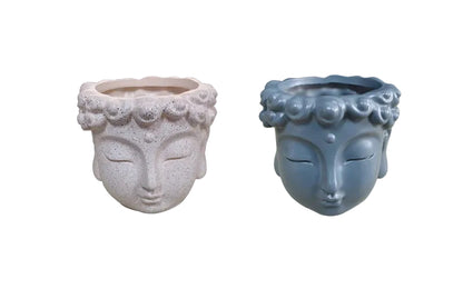 Buddha Head Planter Pot | Bali Thai Tropical Decor | Indoor Succulent & Plant Pot | Boho Zen Garden Gift | 8.7x9.5x10cm