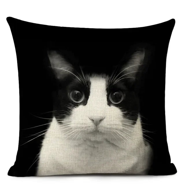 Cat Portrait Linen Cushion Cover | Realistic Photo Print | Cat Lover Gift