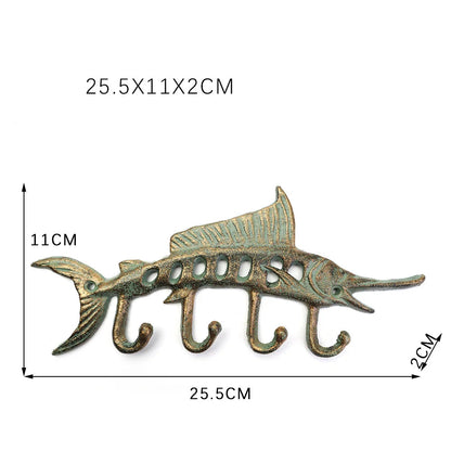Swordfish Cast Iron Wall Hooks | Vintage Coastal Key & Towel Hanger