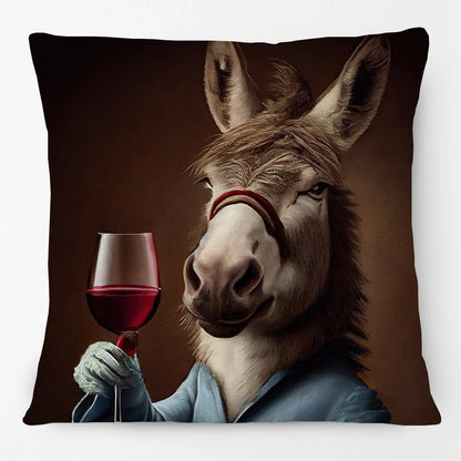 Cushion Cover Wine Bar Vintage Fun Cheetah Donkey Kangaroo