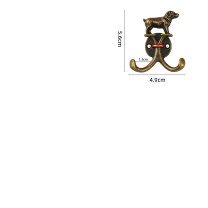 Vintage Dog Double Wall Hooks Set of 2 | Antique Bronze-Look Hangers