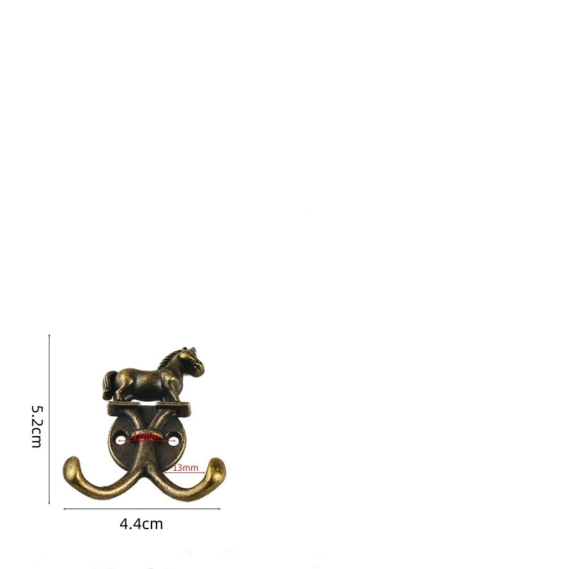 Vintage Horse Double Wall Hooks Set of 2 | Antique Bronze-Look Hangers