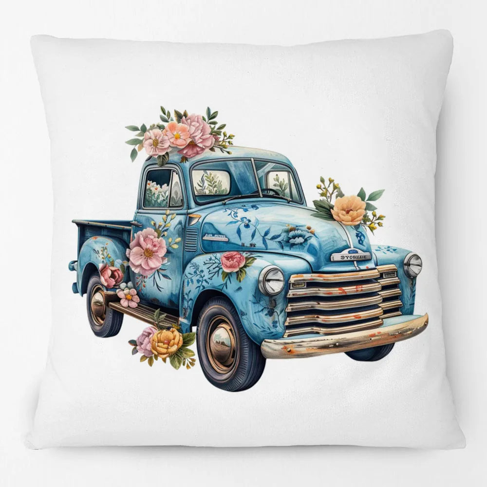 Vintage Floral Truck & Camper Trailer Cushion Cover | 45cm | Farmhouse Boho Gift