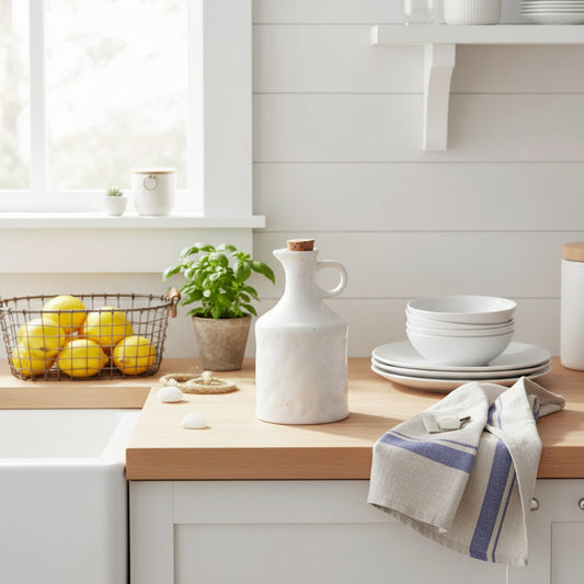 Ceramic Oil Bottle 400ml - Kitchen Storage Jar Handmade