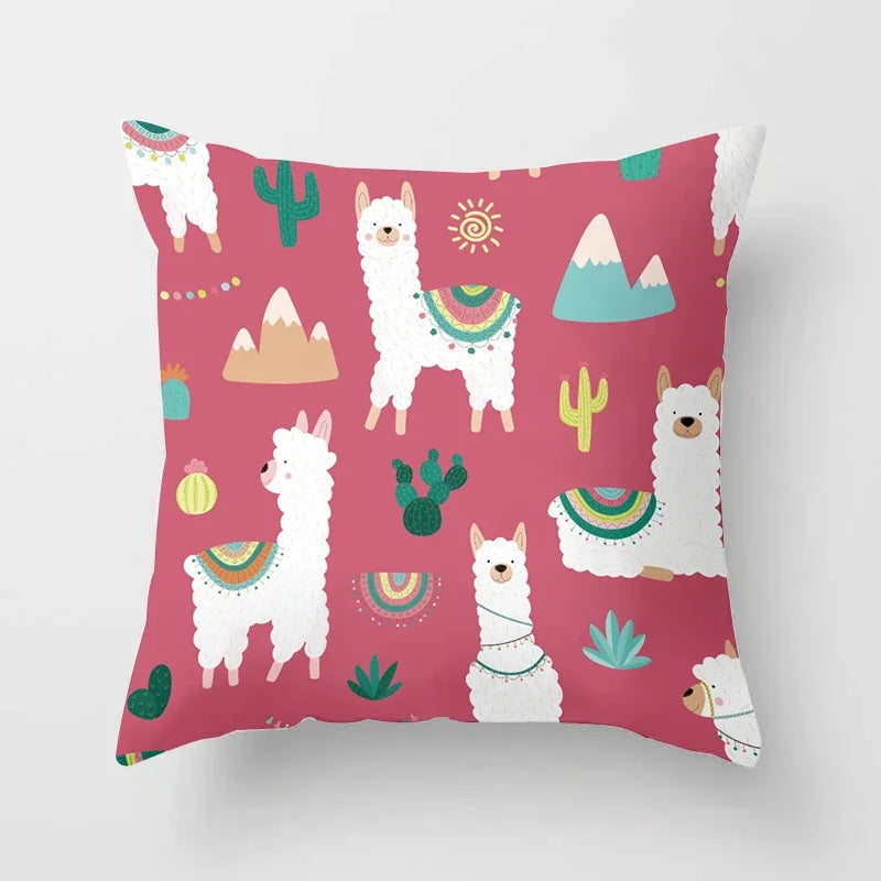 Cartoon Alpaca Llama Cushion Cover | 20 Designs | 30cm to 66cm
