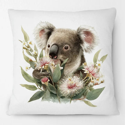 Australian Koala Cushion Covers | Watercolour Floral Art | Native Flowers & Eucalyptus | Sofa Throw Pillow
