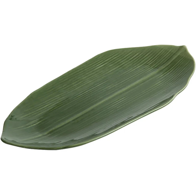 Plate Serving Tropical Leaf