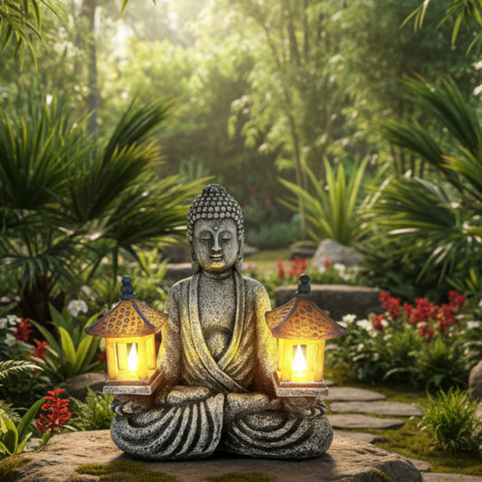 Buddha Statue Solar Light LED Bali Thai Style Garden Decor