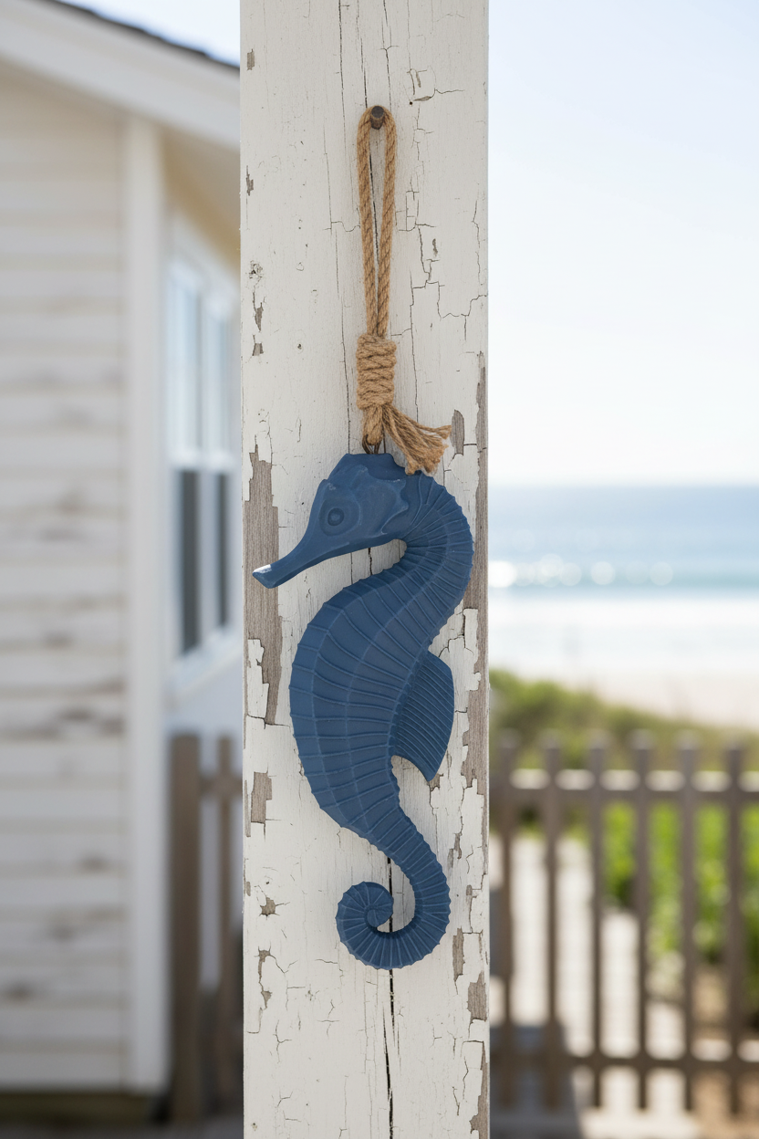 Seahorse Wooden Wall Hanging 27cm - Coastal Beach Decor