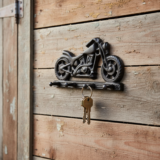 Motorbike Cast Iron Hook | 4 Hook Wall Rack 19cm x 10.5cm