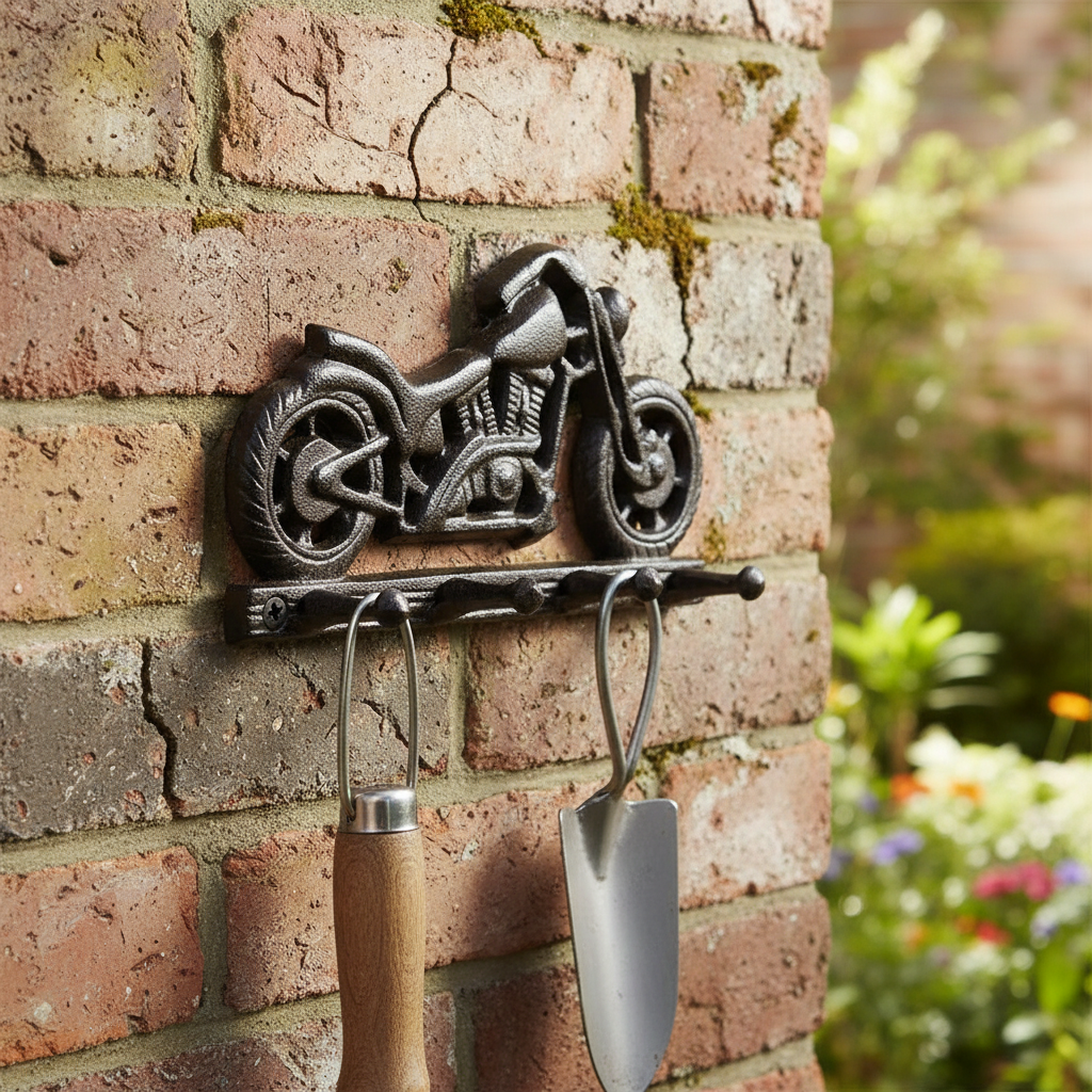Motorbike Cast Iron Hook | 4 Hook Wall Rack 19cm x 10.5cm