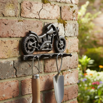 Motorbike Cast Iron Hook | 4 Hook Wall Rack 19cm x 10.5cm