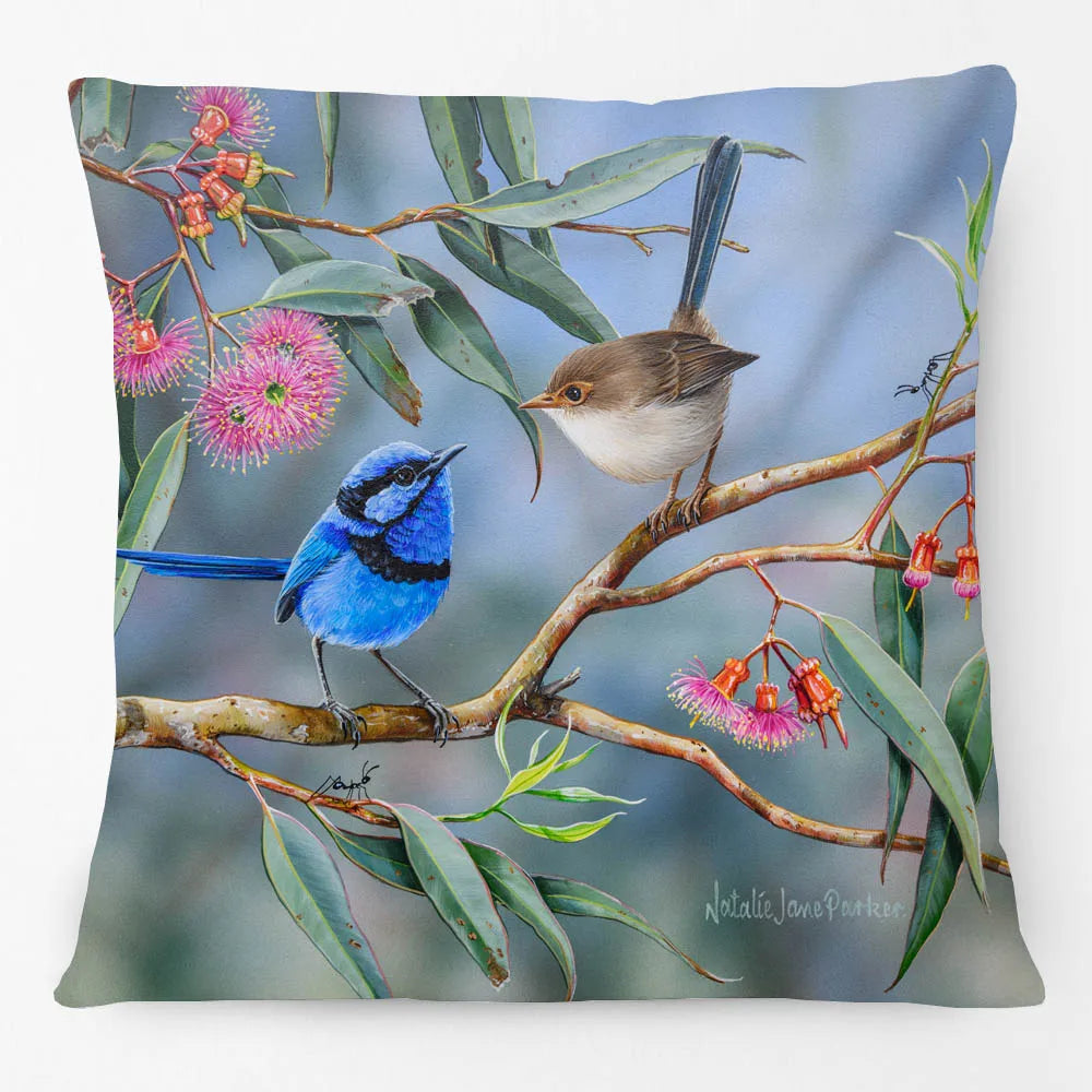 Australian Wildlife Cushion Cover | Koala Kookaburra Wren Finch Cockatoo | 45cm | Aussie Gift