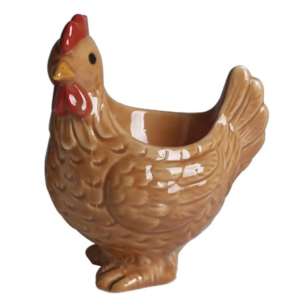 Chicken Egg Cup Holder | Ceramic | White or Brown | Farmhouse Decor