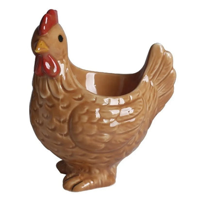 Chicken Egg Cup Holder | Ceramic | White or Brown | Farmhouse Decor
