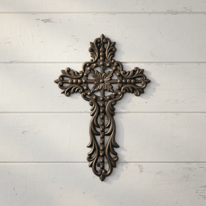 Cross Cast Iron Rustic Wall Home Garden Large