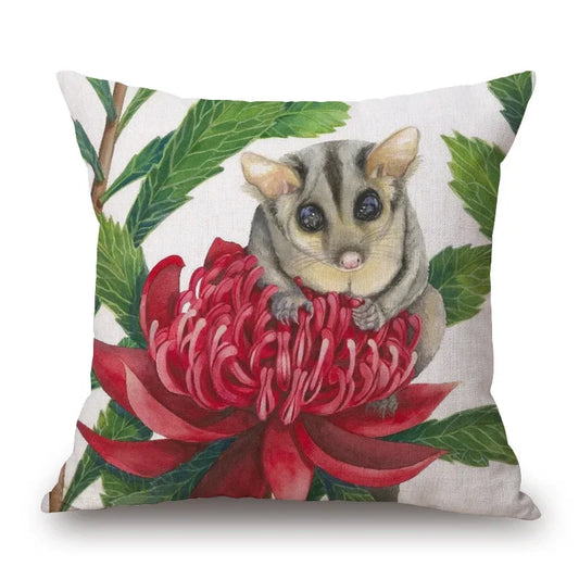 Cushion Cover Australian Possum Waratah - The Renmy Store Homewares & Gifts 