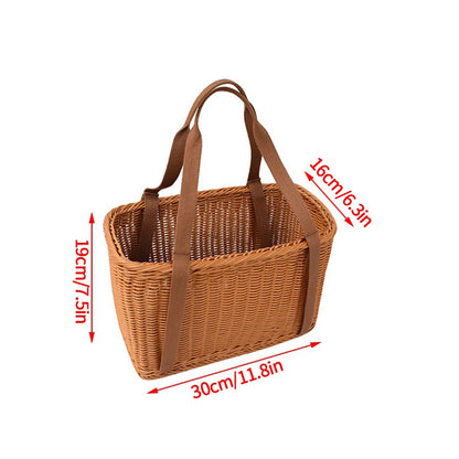 Hand Woven Rattan Style Basket | Picnic, Egg, Herb & Flower Basket | Farmhouse Garden Storage | Multiple Styles & Sizes