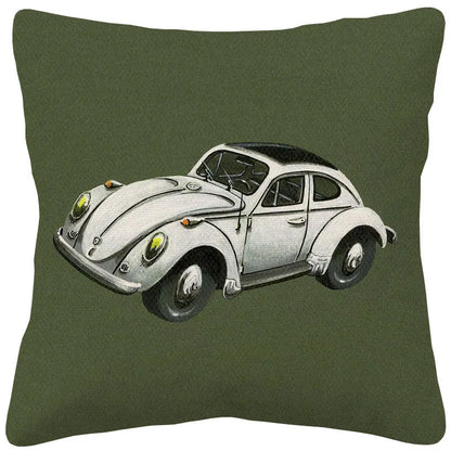 VW Beetle & Kombi Van Cushion Cover | Retro Vintage Car Art | Linen or Plush | 45x45cm
