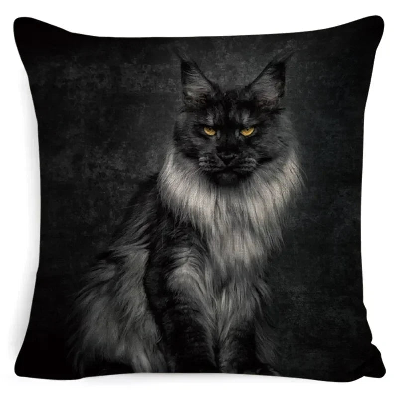 Cushion Cover Cats & Kitty | Cat Lover Decorative Throw Pillow Cotton Linen