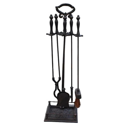 Cast Iron Fireplace Tool Set 5 Piece - Vintage Style